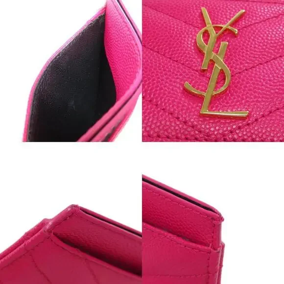 YVES SAINT LAURENT Pink Leather Card Holder - Picture 9 of 11